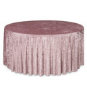 132 Inch Round Crushed Velvet Tablecloth Blush