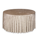 132 Inch Round Crushed Velvet Tablecloth Champagne