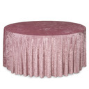 132 Inch Round Crushed Velvet Tablecloth Dusty Rose