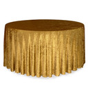 132 Inch Round Crushed Velvet Tablecloth Gold