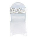 10 Pack Stretch Spandex Chair Bands White With Gold Marbling