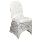 Stretch Spandex Banquet Chair Cover White With Gold Marbling
