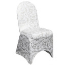 Stretch Spandex Banquet Chair Cover White With Silver Marbling