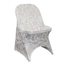 Stretch Spandex Folding Chair Cover White With Silver Marbling