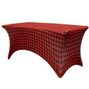Stretch Spandex 6 Ft Rectangular Table Cover Red Buffalo Plaid