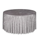 120 Inch Round Crushed Velvet Tablecloth  Dark Silver