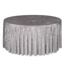 132 Inch Round Crushed Velvet Tablecloth Dark Silver