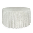 120 Inch Round Crushed Velvet Tablecloth Ivory