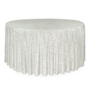 132 Inch Round Crushed Velvet Tablecloth Ivory