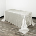 90 x 132 Inch Rectangular Crushed Velvet Tablecloth Ivory