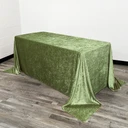 90 x 132 Inch Rectangular Crushed Velvet Tablecloth Dark Sage