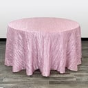 120 Inch Round Crinkle Taffeta Tablecloth Pink