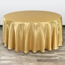 132 Inch Round Satin Tablecloth Gold