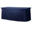 Stretch Spandex 6 ft Rectangular Wavy Draping Table Cover Navy Blue