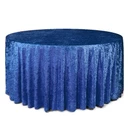 132 Inch Round Crushed Velvet Tablecloth Royal Blue Main