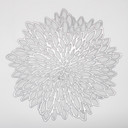 10 Pack 15 Inch Round Silver Vinyl Floral Leaf Placemats