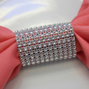 Dazzling Diamond Rhinestone Chair Sash Slips, Napkin Rings Silver