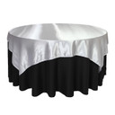 72 inch Square Satin Table Overlays Silver
