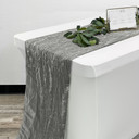 Dark Silver Table Runners, Platinum Crinkle Taffeta Table Runner for Weddings