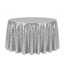 132 inch Round Glitz Sequin Tablecloth Silver