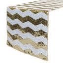14 x 108 inch Chevron Sequin Table Runners White and Champagne