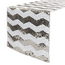 14 x 108 inch Chevron Sequin Table Runners White and Silver