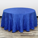 132 Inch Round Crinkle Taffeta Tablecloths Royal Blue
