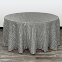 132 Inch Round Crinkle Taffeta Tablecloth Dark Silver / Platinum
