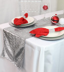 14 x 108 inch Glitz Sequin Table Runners Silver