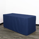 6 ft Fitted Rectangular Polyester Tablecloths Navy Blue