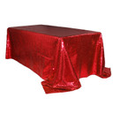 90 x 156 inch Rectangular Glitz Sequin Tablecloth Red