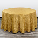 132 Inch Round Crinkle Taffeta Tablecloth Gold