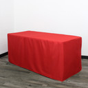 6 ft. Fitted Polyester Tablecloth Rectangular Red