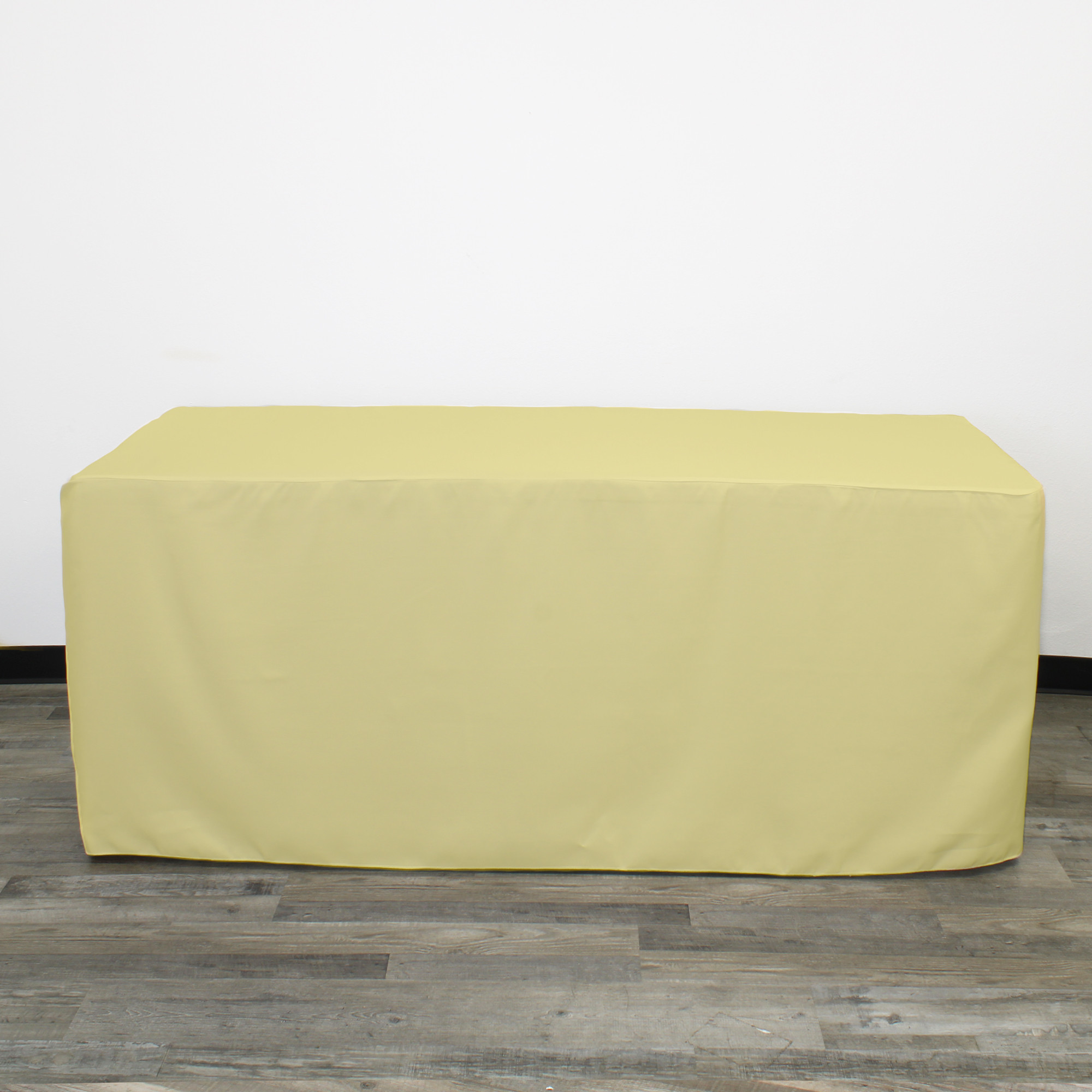 6 ft. Fitted Polyester Tablecloth Rectangular Pastel Yellow front