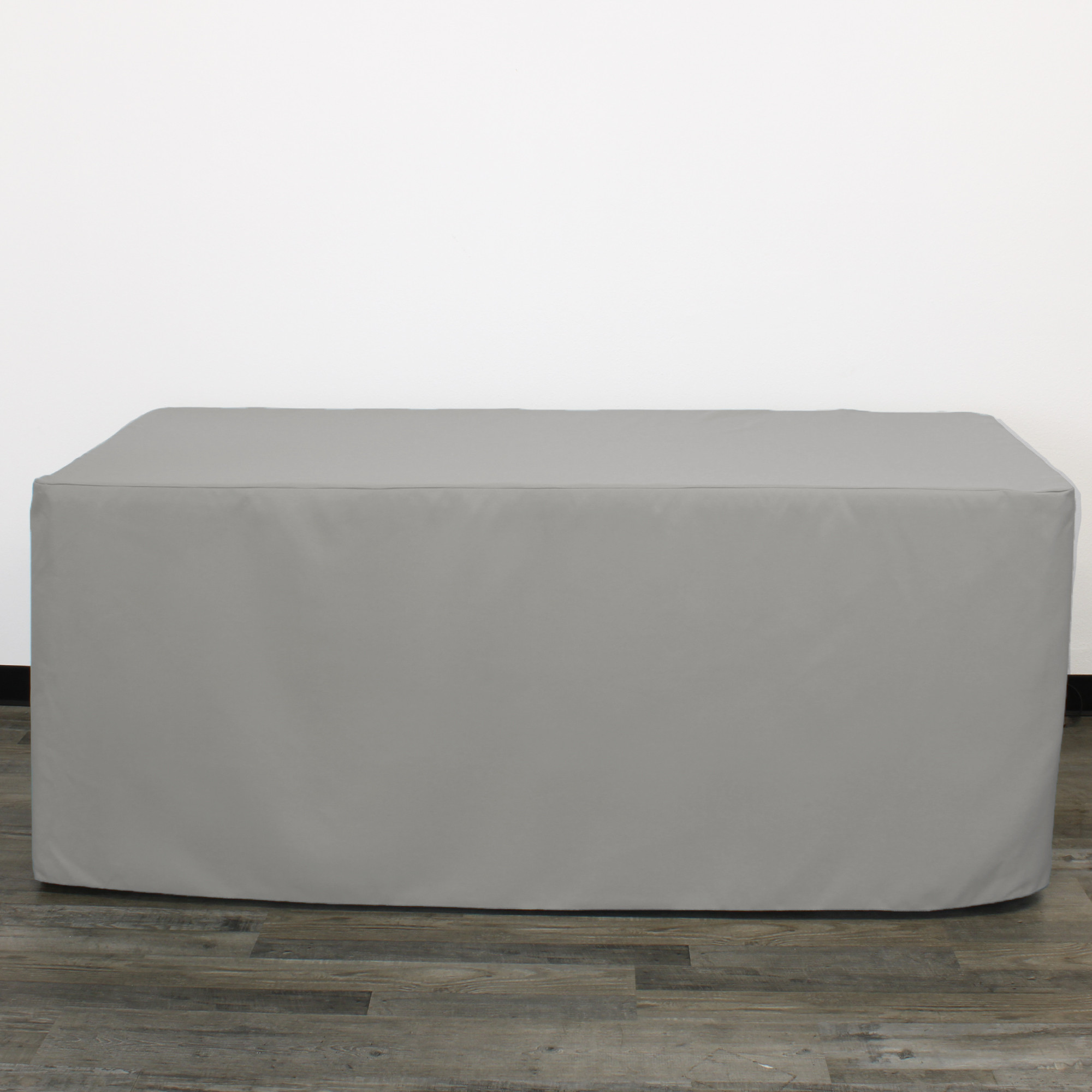 8 ft. Fitted Polyester Tablecloth Rectangular Gray front