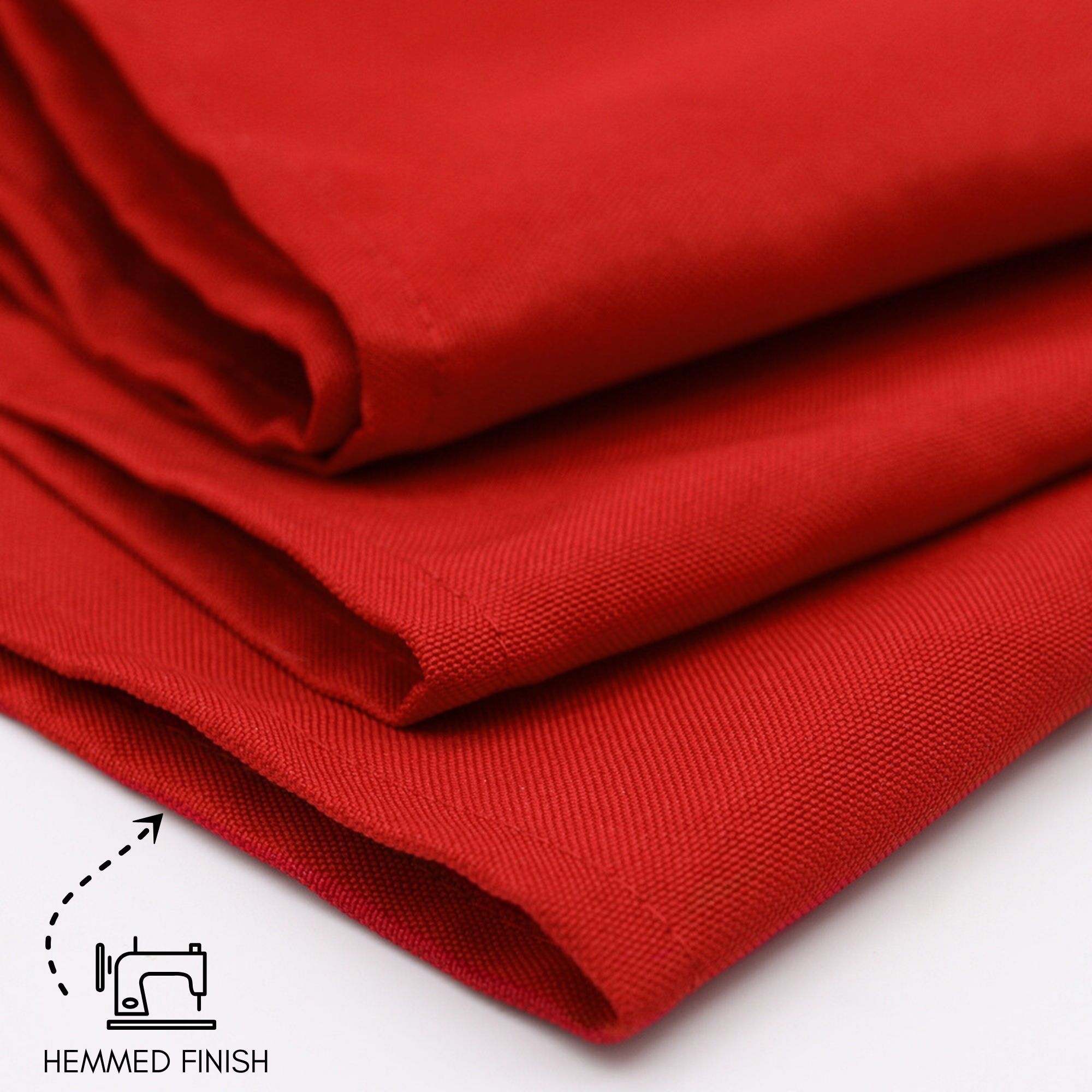 90 x 132 Inch Rectangular Polyester Tablecloth Red Hem