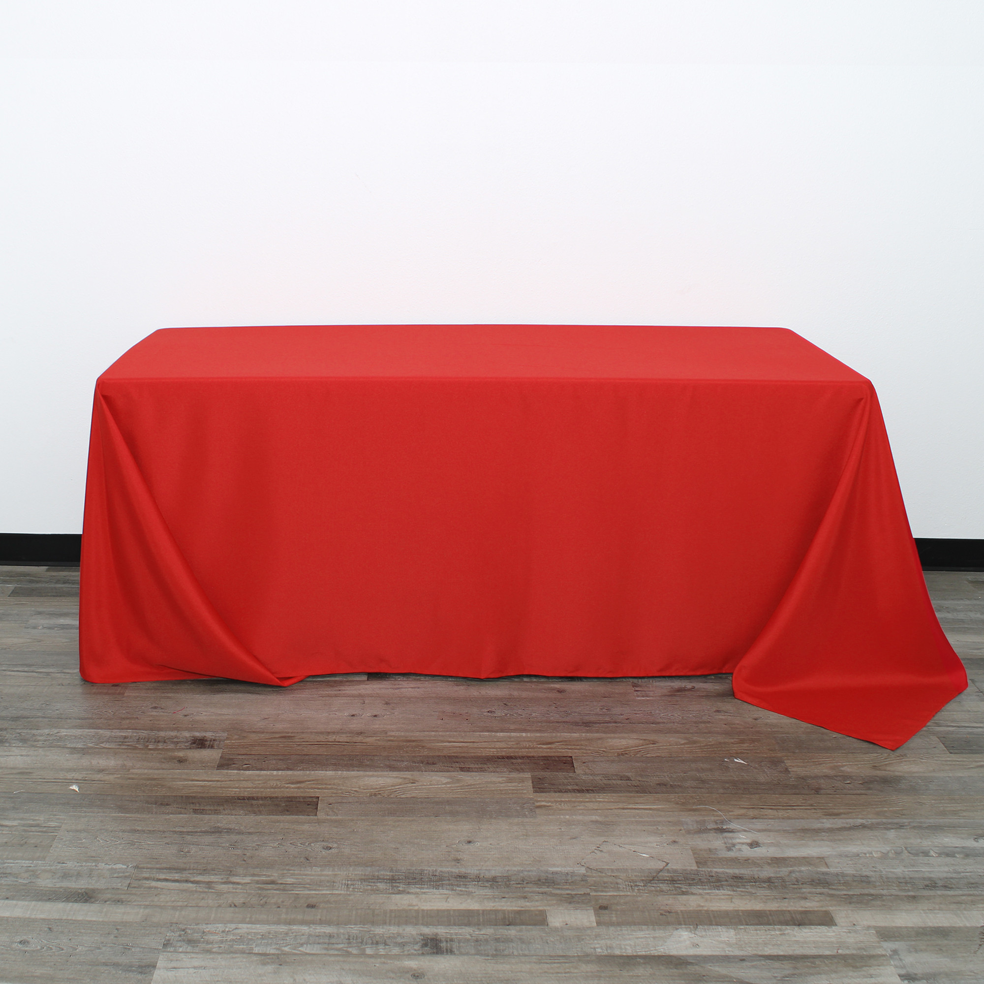90 x 156 Inch Rectangular Polyester Tablecloth Red Front