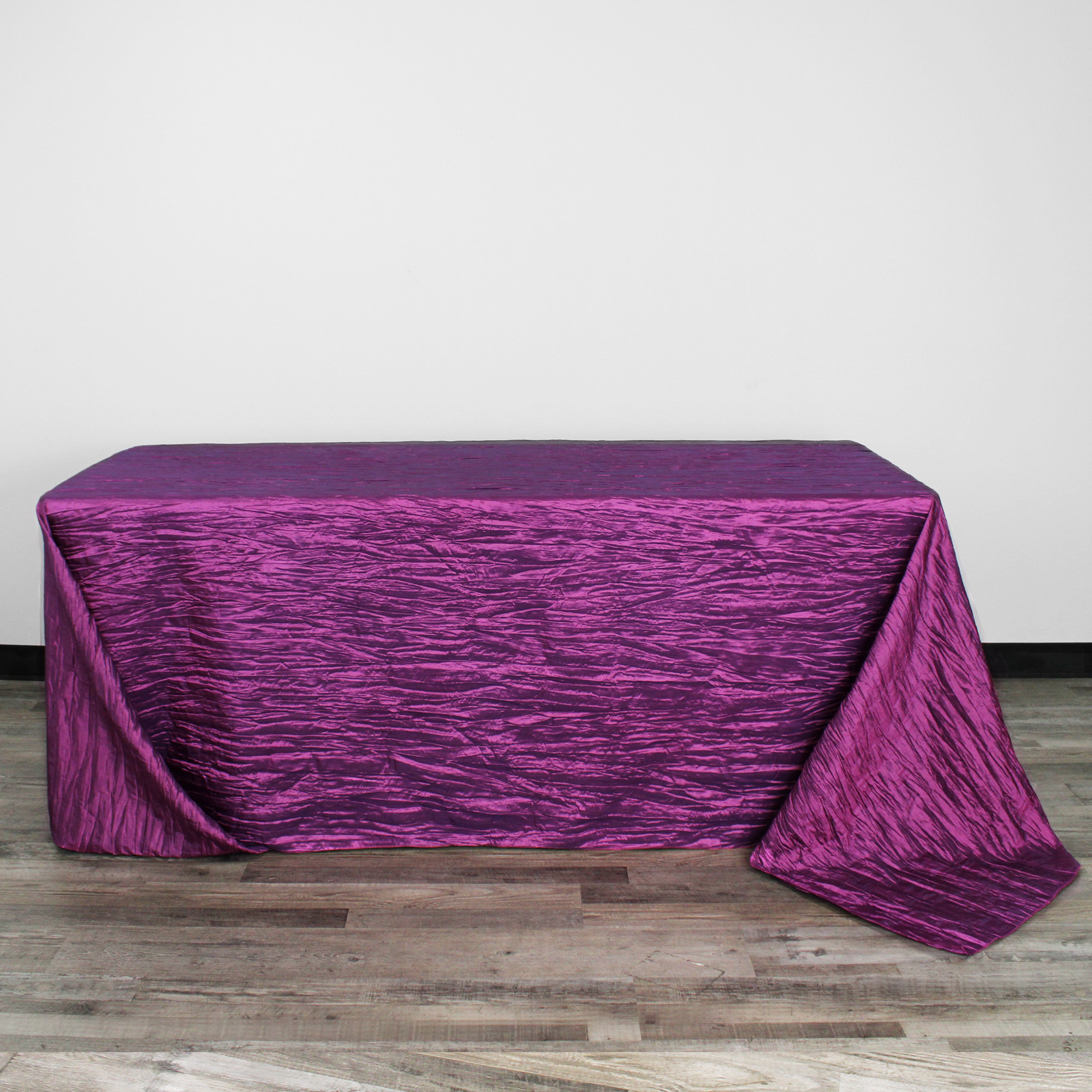 90 x 132 inch Rectangular Crinkle Taffeta Tablecloths Purple front