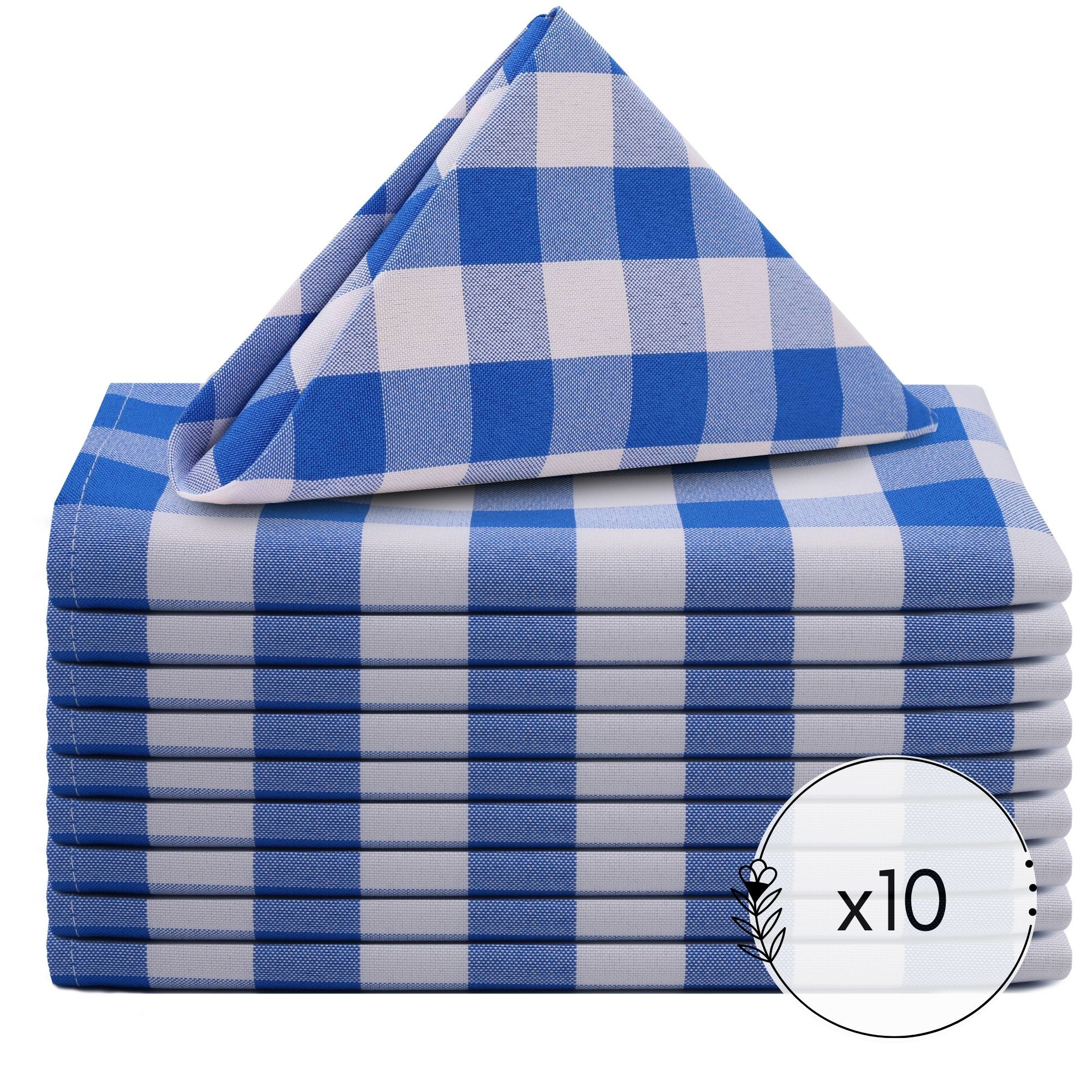20 inch Polyester Cloth Napkins Checkered Royal Blue pack of 10