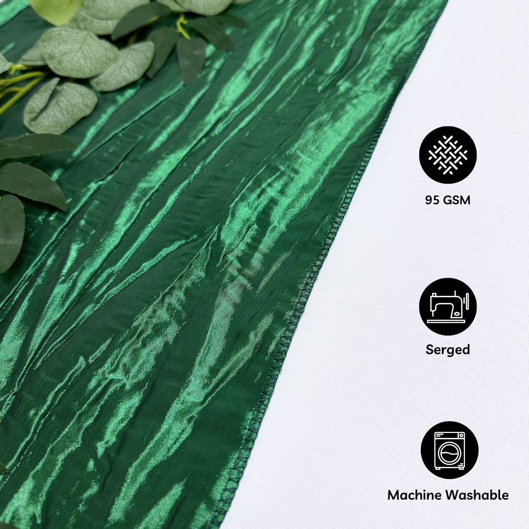 14 x 108 inch Crinkle Taffeta Table Runner Hunter Green Hem