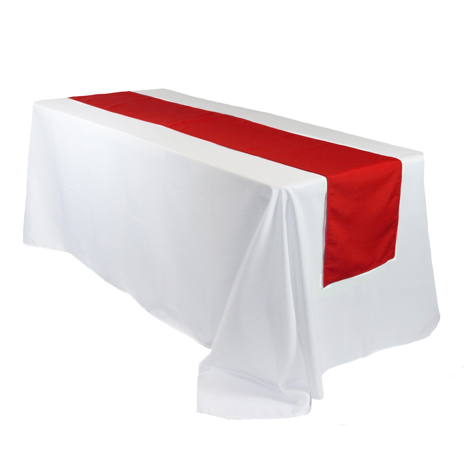 14 x 108 inch Polyester Table Runner Red on rectangular table