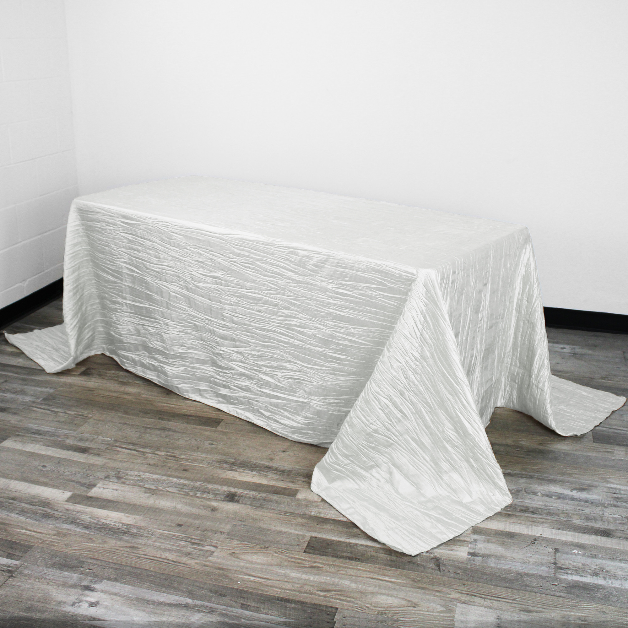 90 x 132 Inch Rectangular Crinkle Taffeta Tablecloth White | YCC