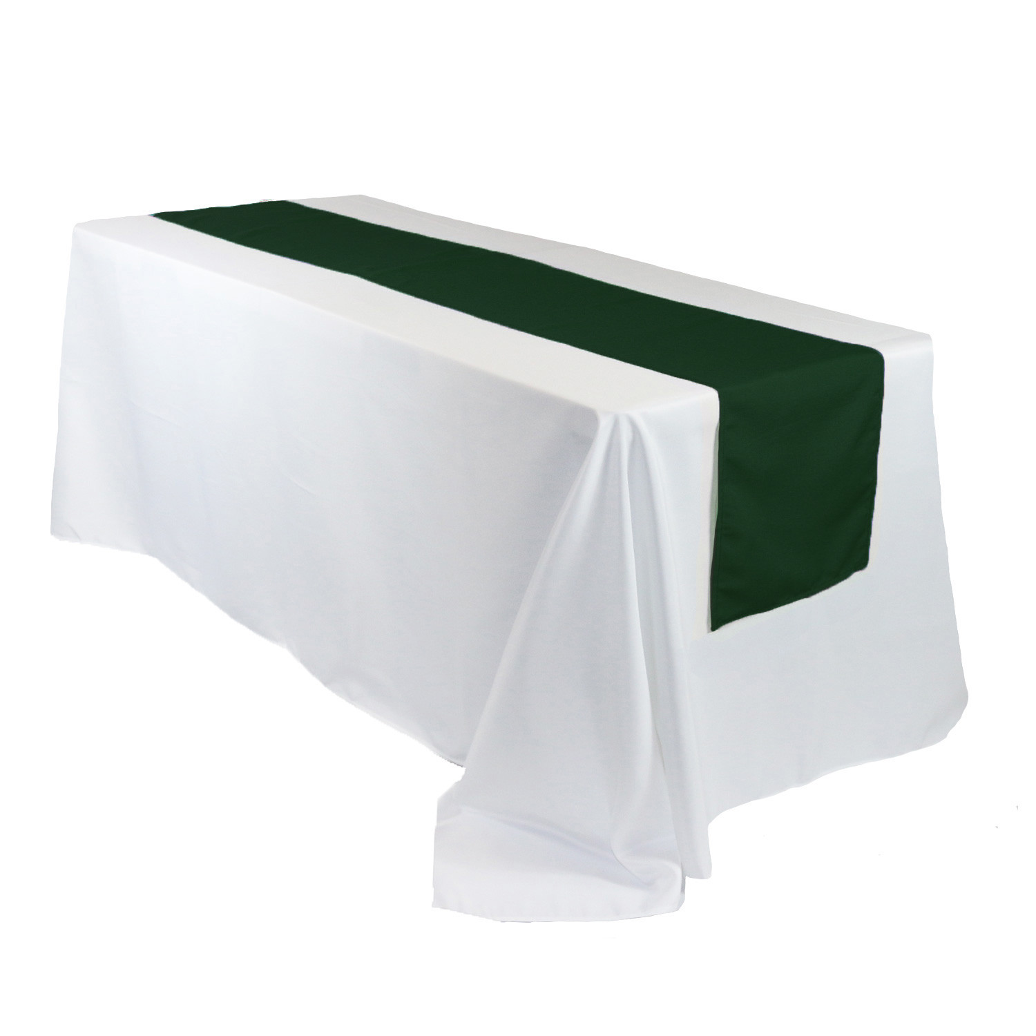 14 x 108 inch Polyester Table Runner Hunter Green on rectangular tables