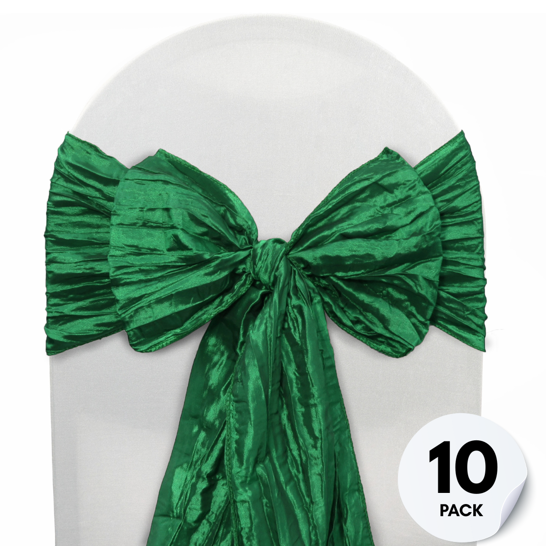 10 Pack Crinkle Taffeta Chair Sashes Hunter Green