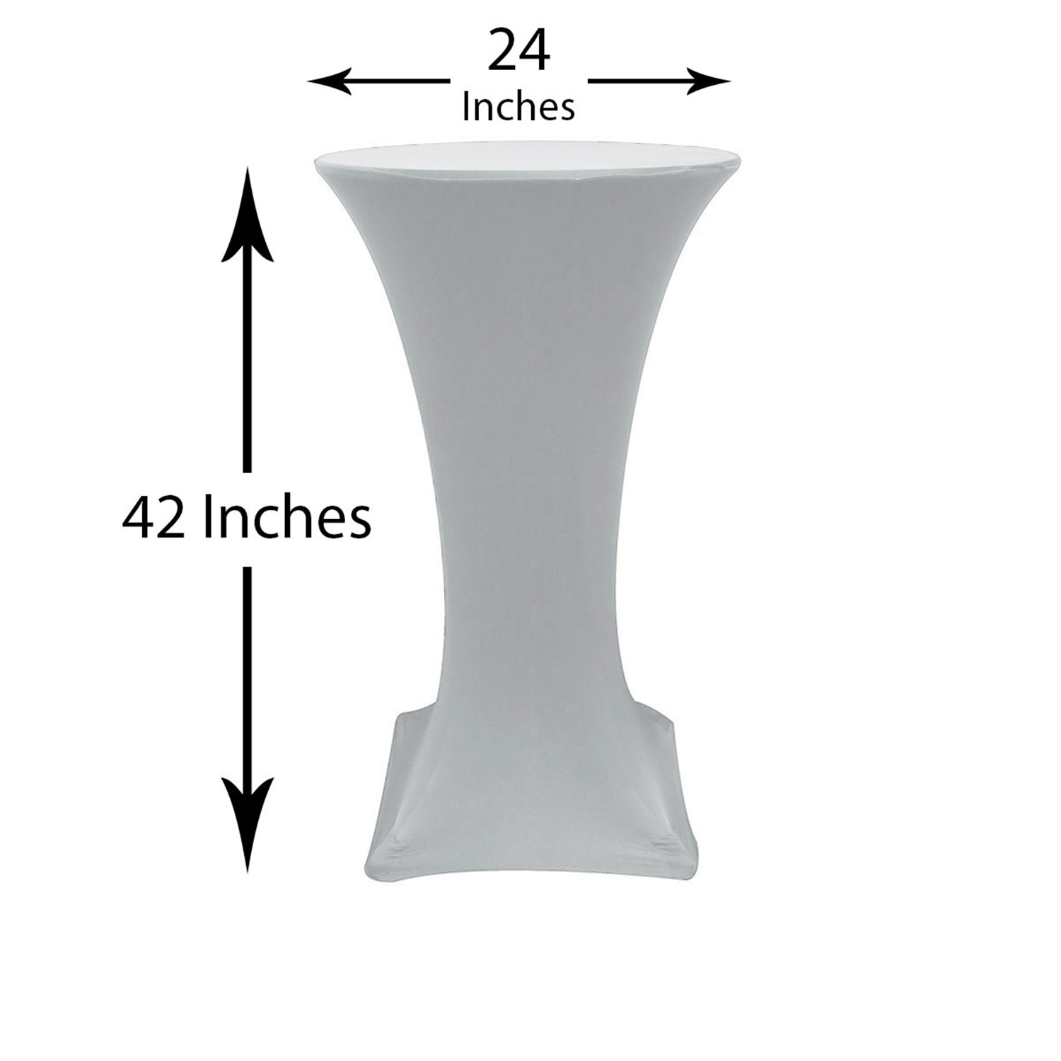 24 inch Highboy Cocktail Round Stretch Spandex Table Cover Silver, Wholesale