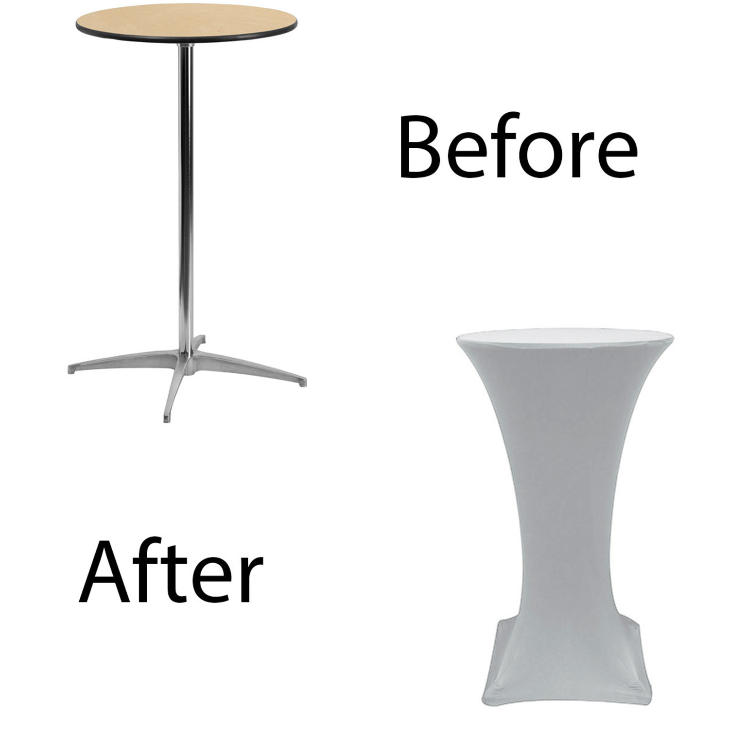 24 inch Highboy Cocktail Round Stretch Spandex Table Cover Silver for Events, Parties, Weddings