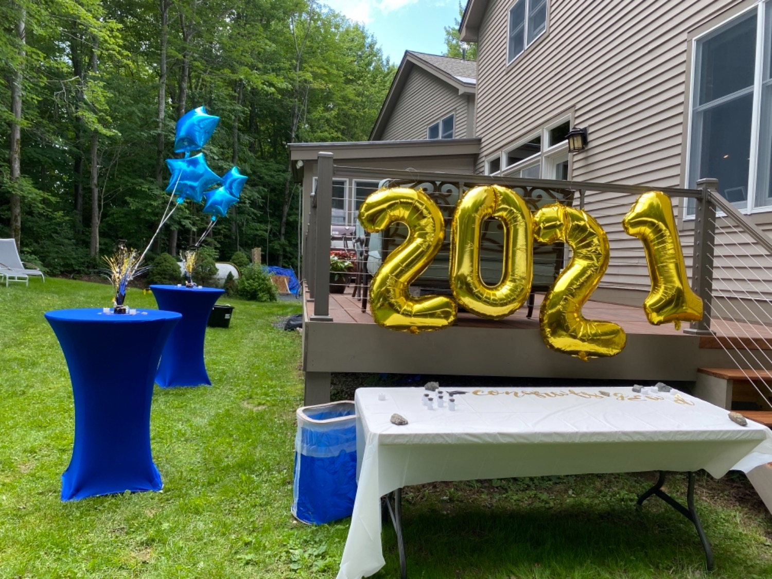 blue high-top table covers