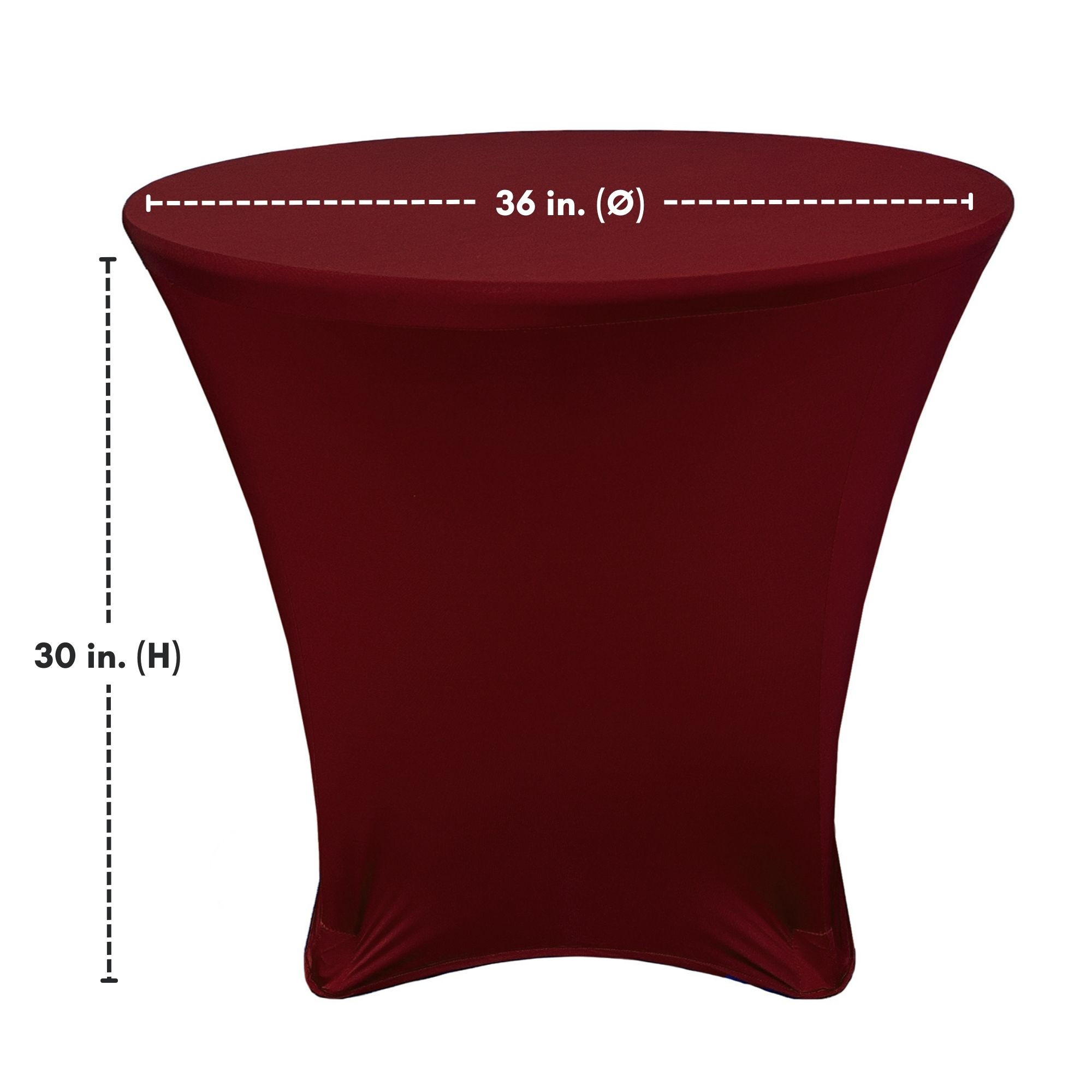 36 x 30 inch Lowboy Cocktail Round Stretch Spandex Table Cover Burgundy, Wholesale