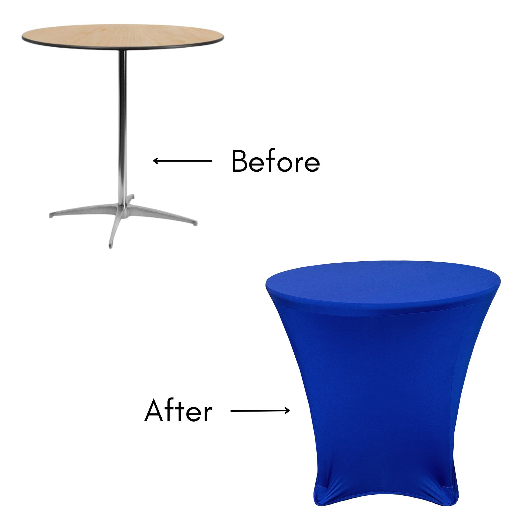 36 x 30 inch Lowboy Cocktail Round Stretch Spandex Table Cover Royal Blue for Events, Parties, Weddings