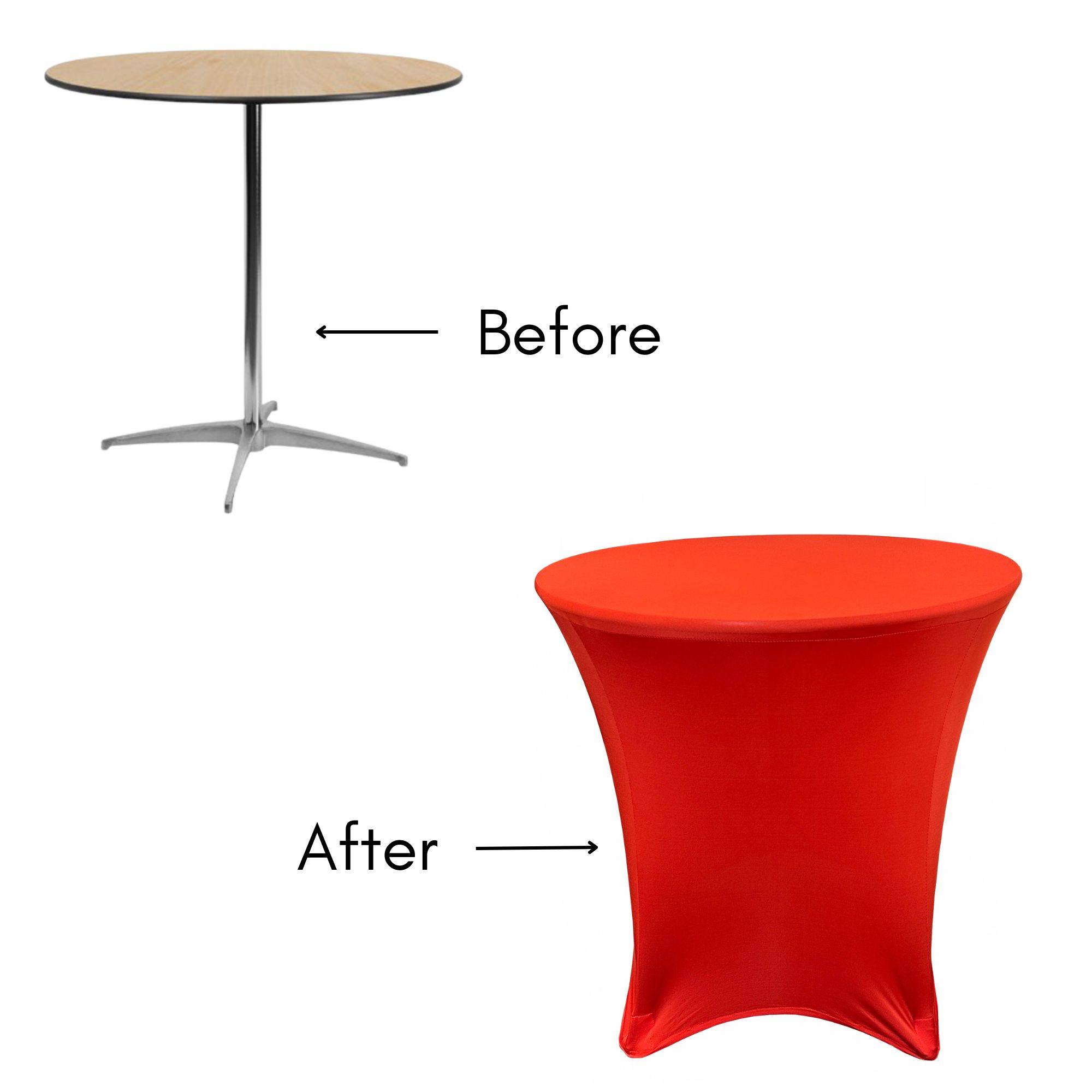 36 x 30 inch Lowboy Cocktail Round Stretch Spandex Table Cover Red for Events, Parties, Weddings